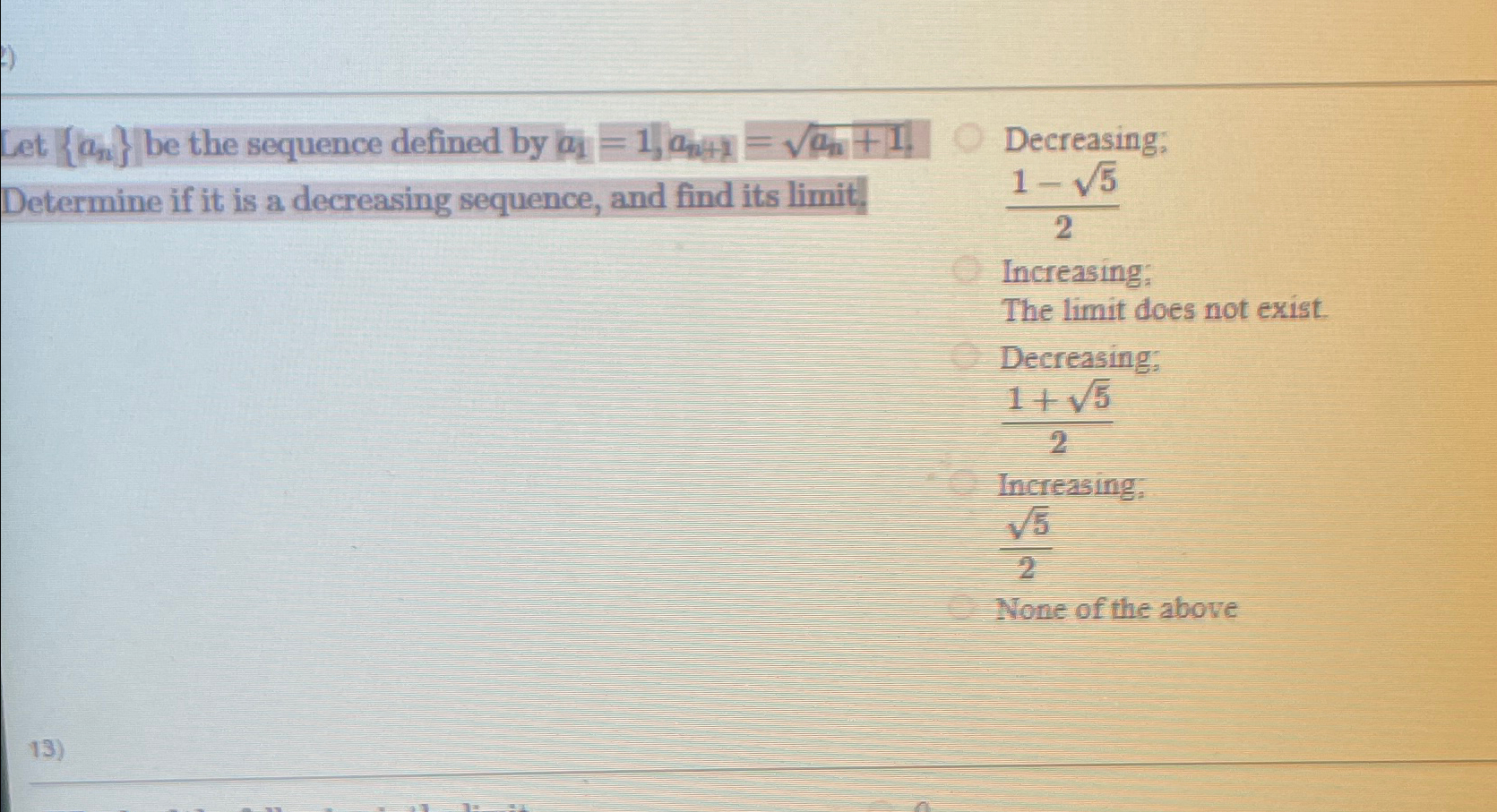 Solved Let An Be The Sequence Defined By A An An Chegg