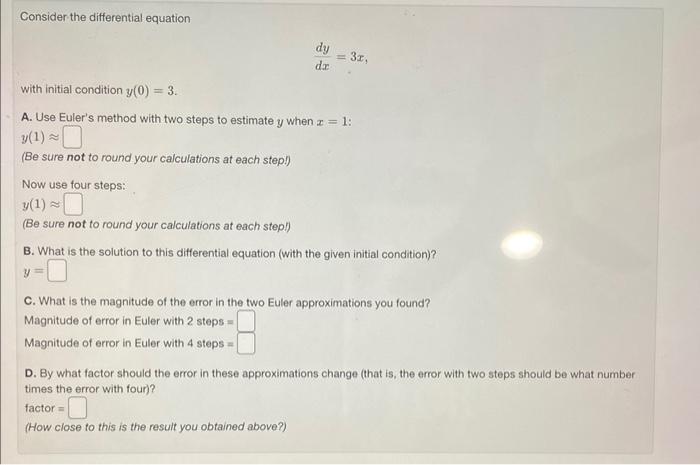 Solved Consider The Differential Equation Dxdy X With Chegg