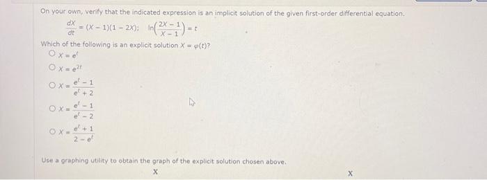 Solved On Your Own Verify That The Indicated Expression Is Chegg