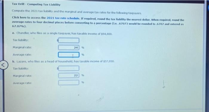 Solved Tax Drill Computing Tax Liability Compute The Chegg