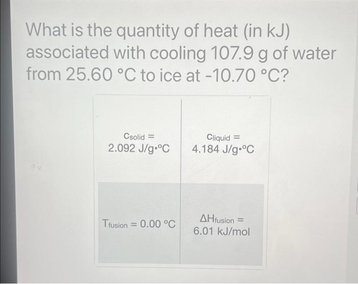 Solved What Is The Quantity Of Heat In Kj Associated With Chegg