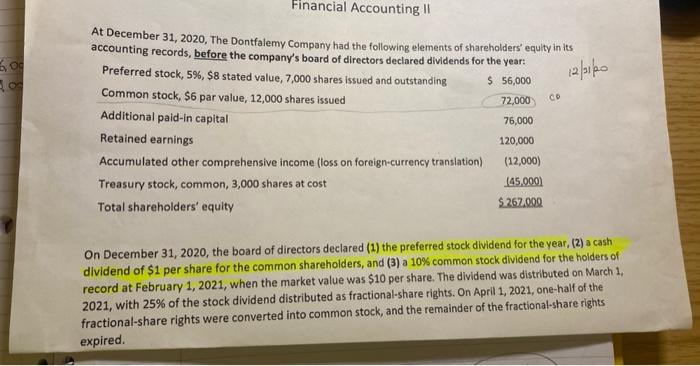 Solved Please Prepare The Statement Of Stockholder S Equity Chegg