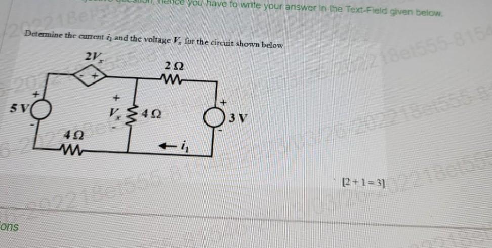 Solved Detemine The Current I And The Voltage Vx For The Chegg