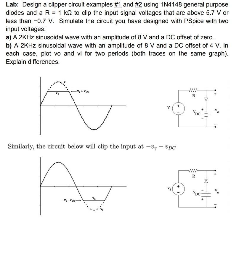 Solved Lab Design A Clipper Circuit Examples 1 And 2 Chegg