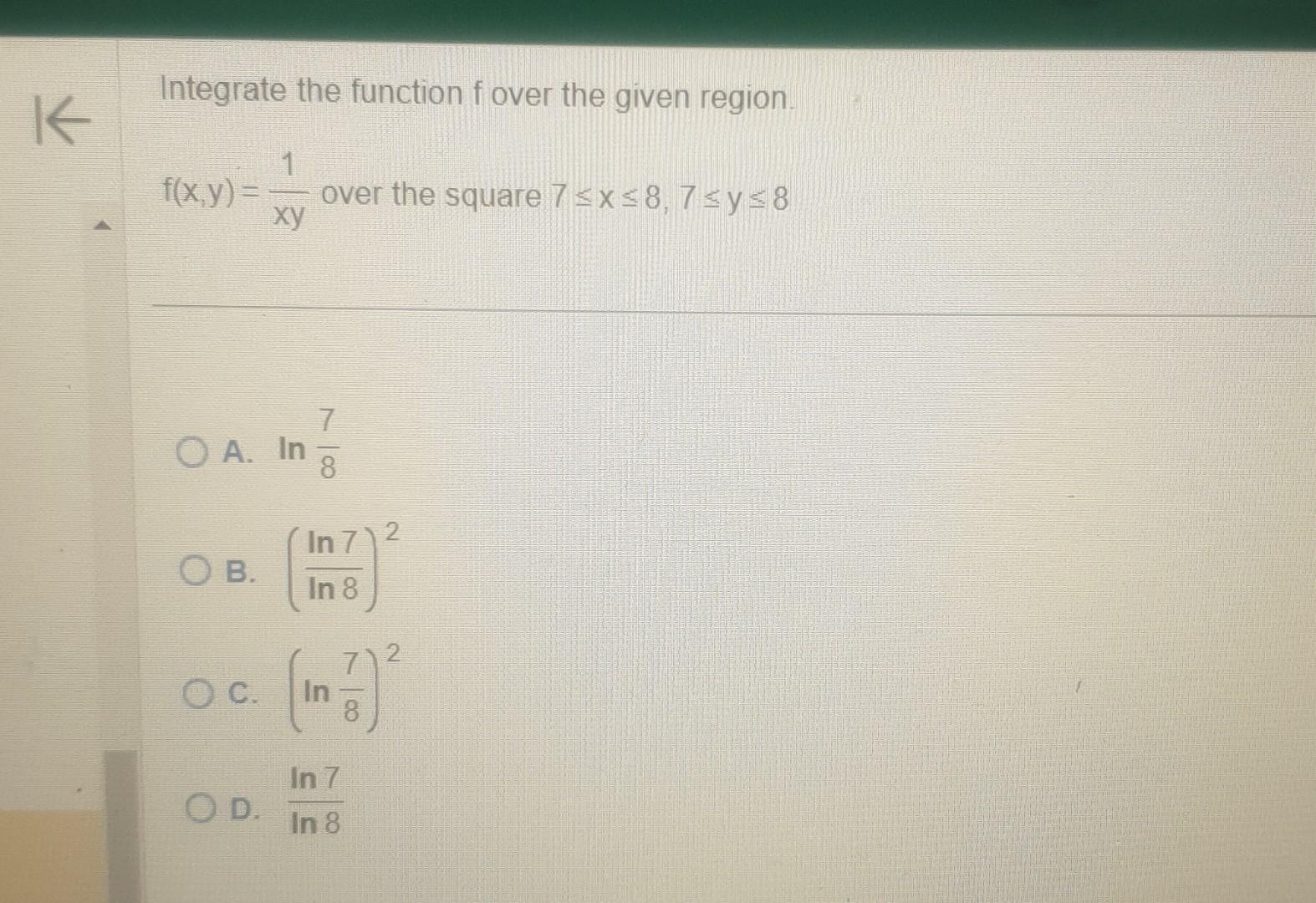 Solved Integrate The Function F Over The Given Region Chegg