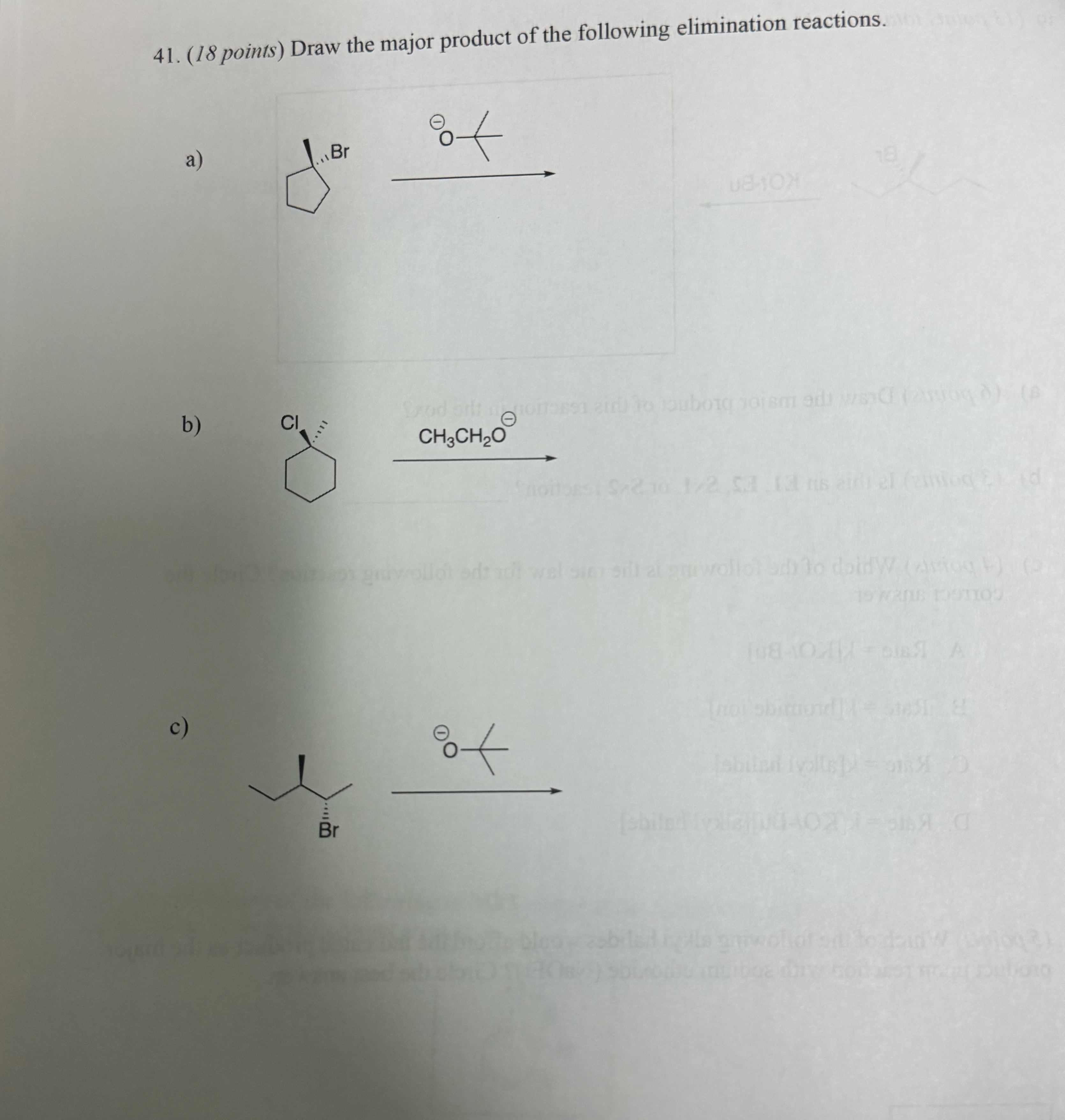 18 Points Draw The Major Product Of The Following Chegg