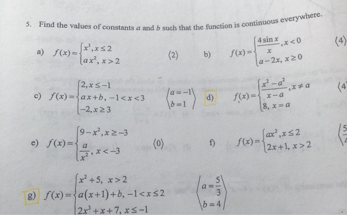 Solved 5 Find The Values Of Constants A And B Such That The Chegg