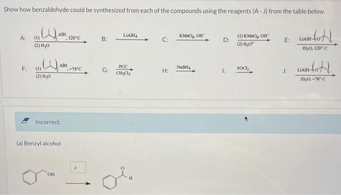 Solved Show How Benzaldehyde Could Be Synthesized From Each Chegg