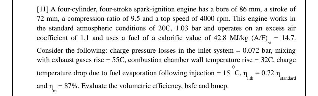 Solved A Four Cylinder Four Stroke Spark Ignition Chegg