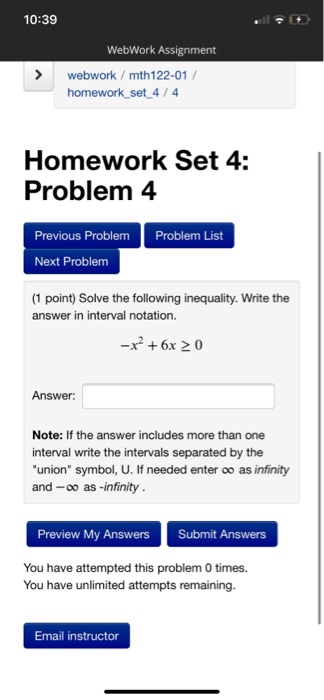 Solved 10 39 WebWork Assignment Webwork Mth122 01 Chegg