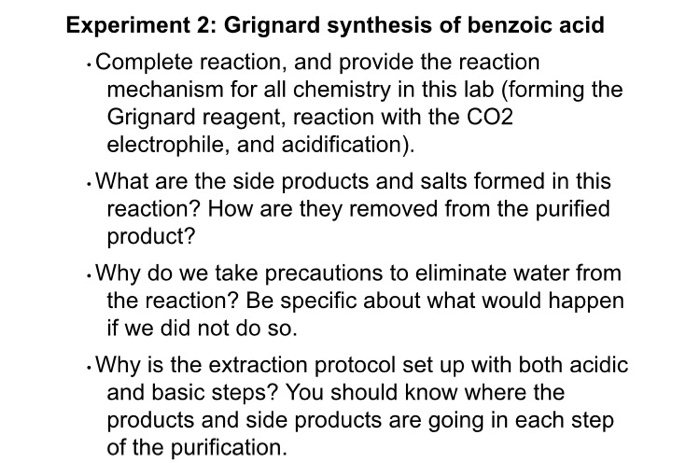 Solved Experiment Grignard Synthesis Of Benzoic Acid Chegg