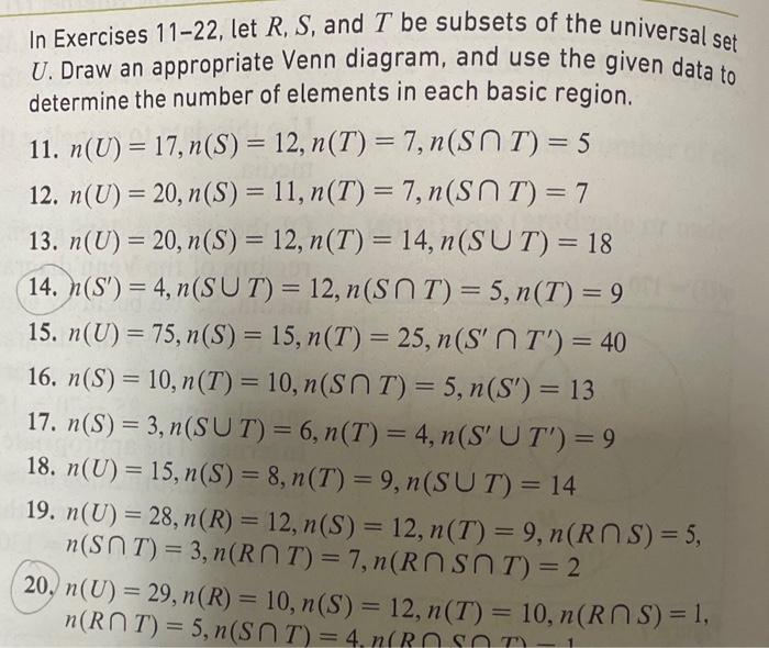 Solved In Exercises 11 22 Let R S And T Be Subsets Of The Chegg