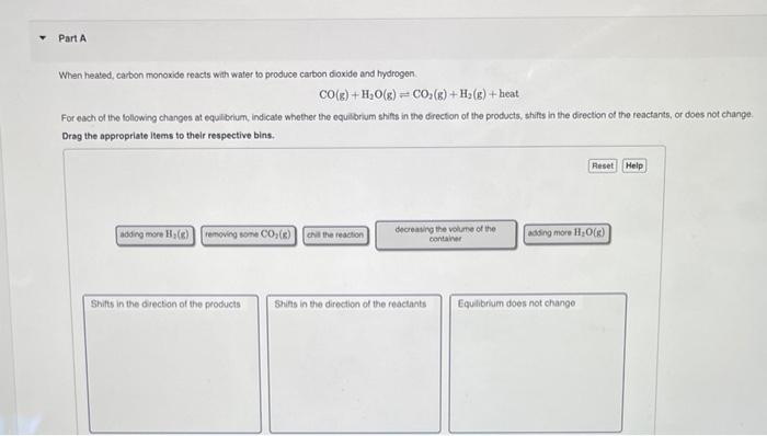 Solved When Heated Carbon Monoxide Reacts With Water To Chegg