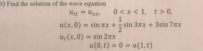 Solved B Find The Solution Of The Wave Equation Utt Uxx Chegg