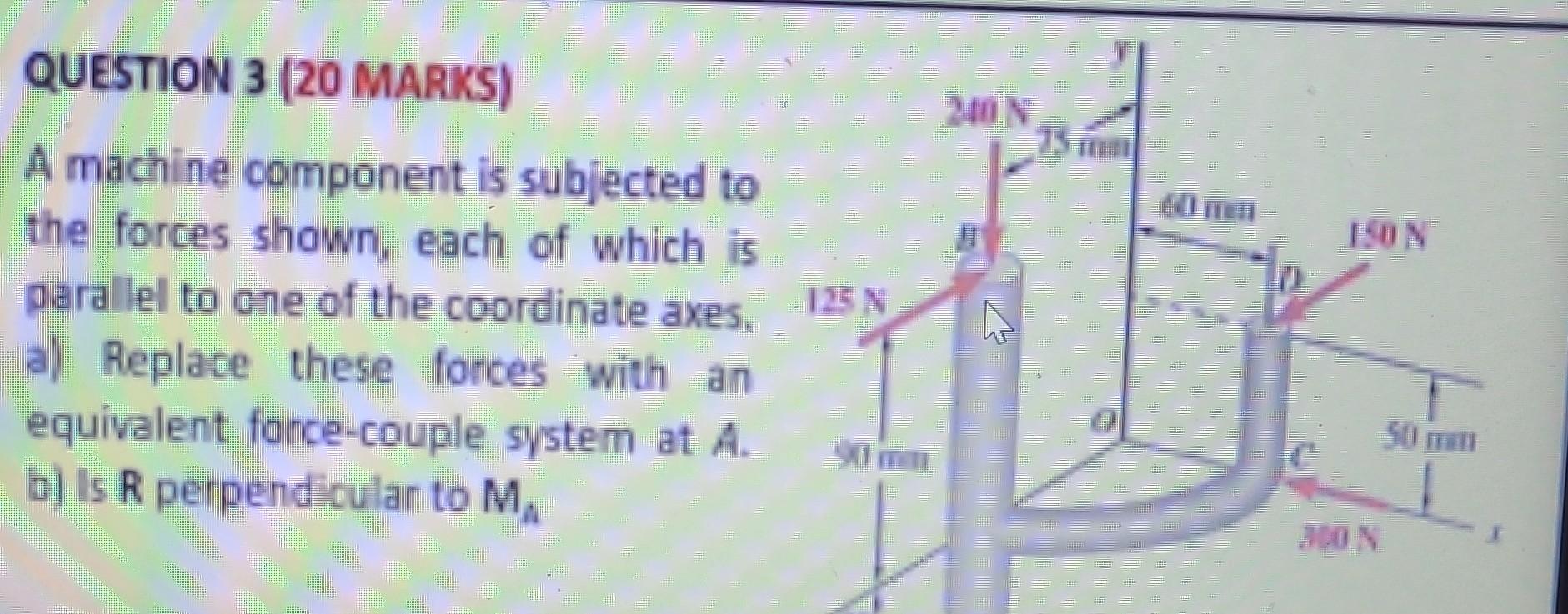 Solved A Machine Component Is Subjected To The Forces Shown Chegg