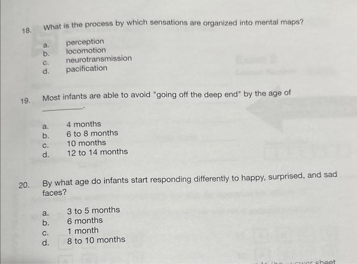 Solved 18 What Is The Process By Which Sensations Are Chegg