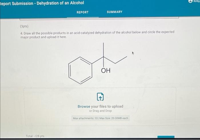 Solved Kirby Report Submission Dehydration Of An Alcohol Chegg