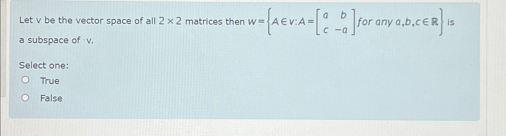 Solved Let V Be The Vector Space Of All Matrices Then Chegg