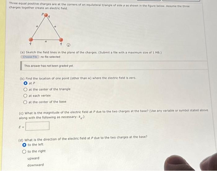 Solved Three Equal Positive Charges Are At The Corners O