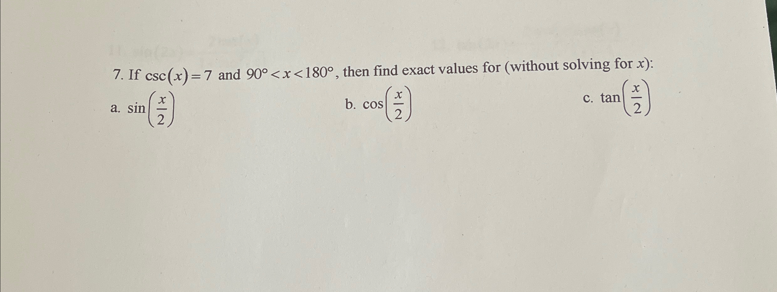 Solved If Csc X And Xsin X Cos X Tan X Then Chegg