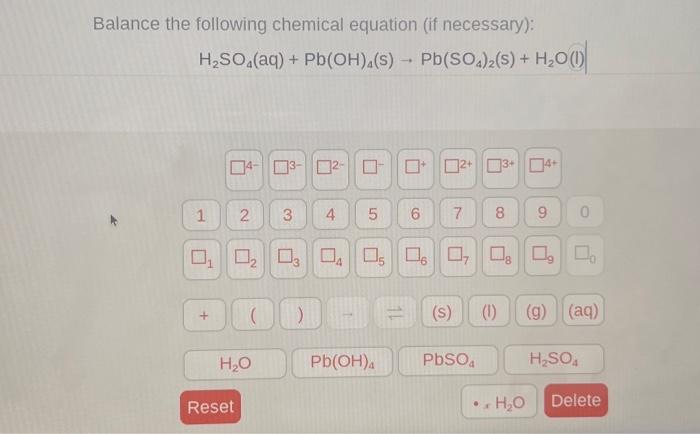 Solved Balance The Following Chemical Equation If Chegg