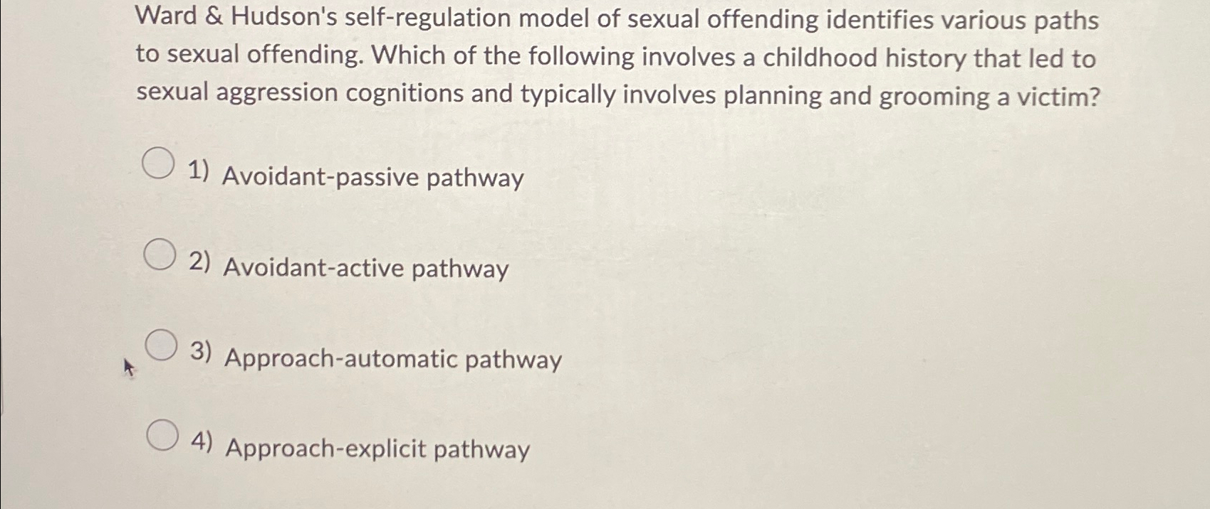 Solved Ward Hudson S Self Regulation Model Of Sexual Chegg