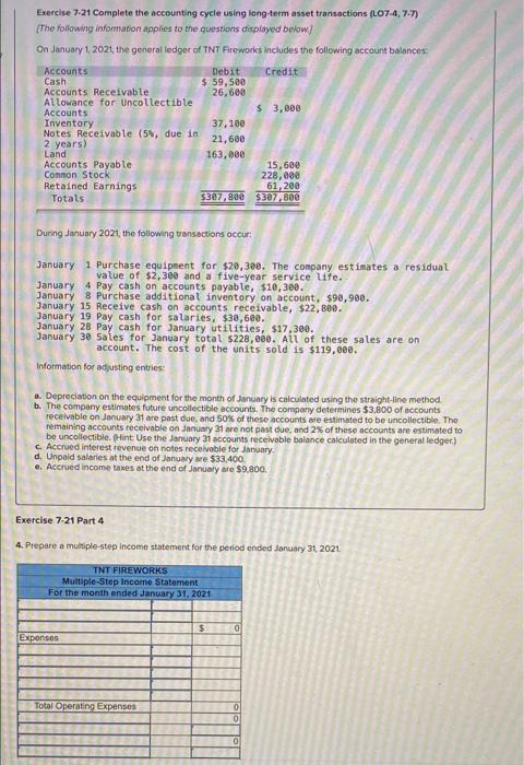 Solved Exercise Complete The Accounting Cycle Using Chegg