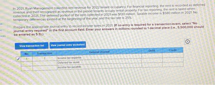 Solved In Ryan Management Collected Rent Revenue For Chegg