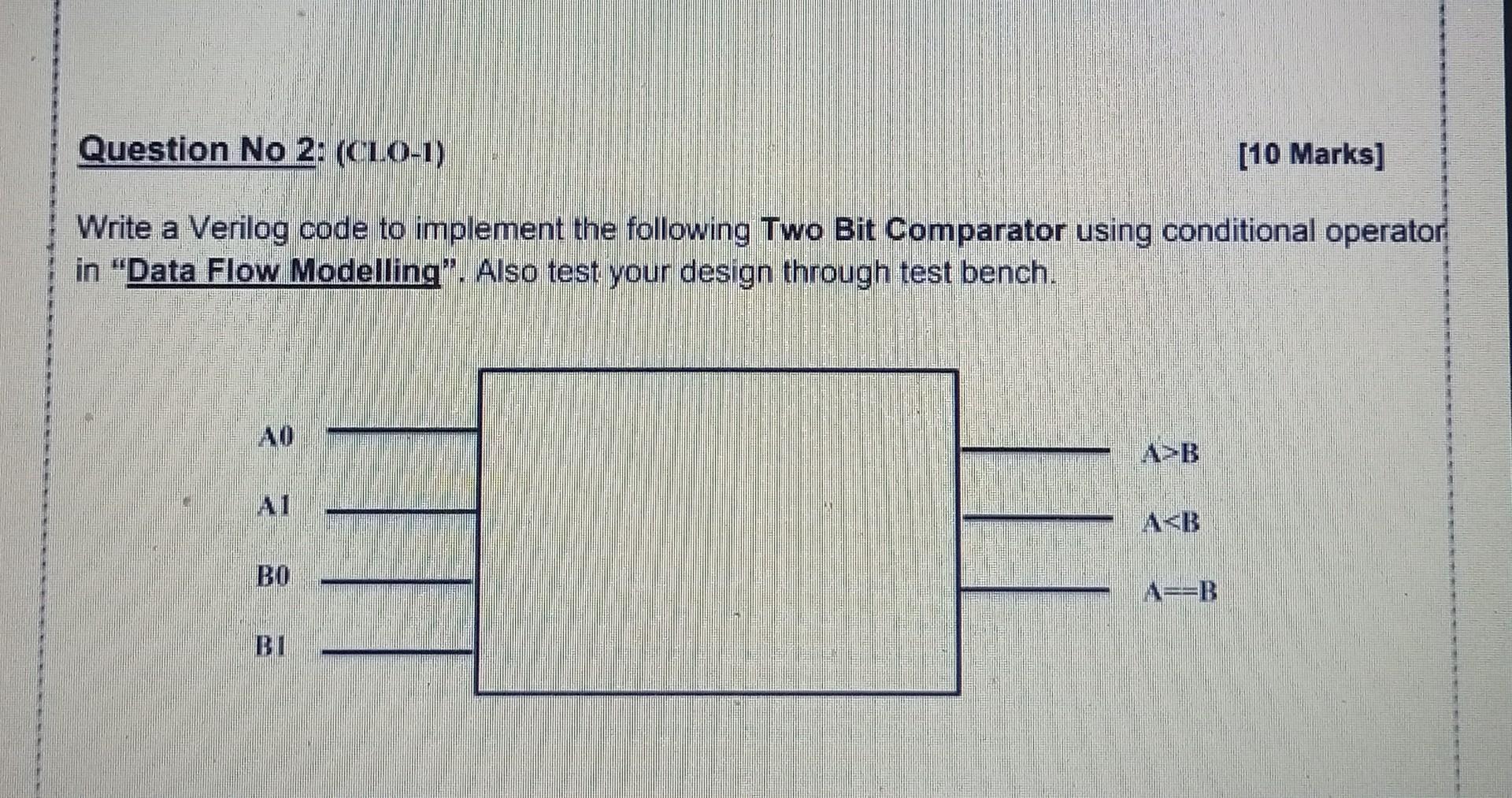 Solved Question No Clo Marks Write A Verilog Chegg