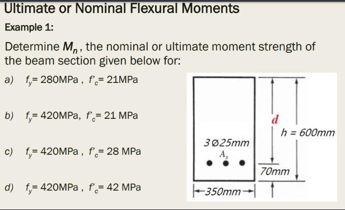 Solved Ultimate Or Nominal Flexural Moments Example Chegg