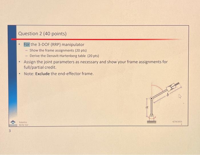 Solved For The 3 DOF RRP Manipulator Of The Previous Chegg