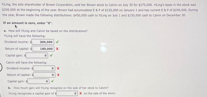 Solved YiLing The Sole Shareholder Of Brown Corporation Chegg