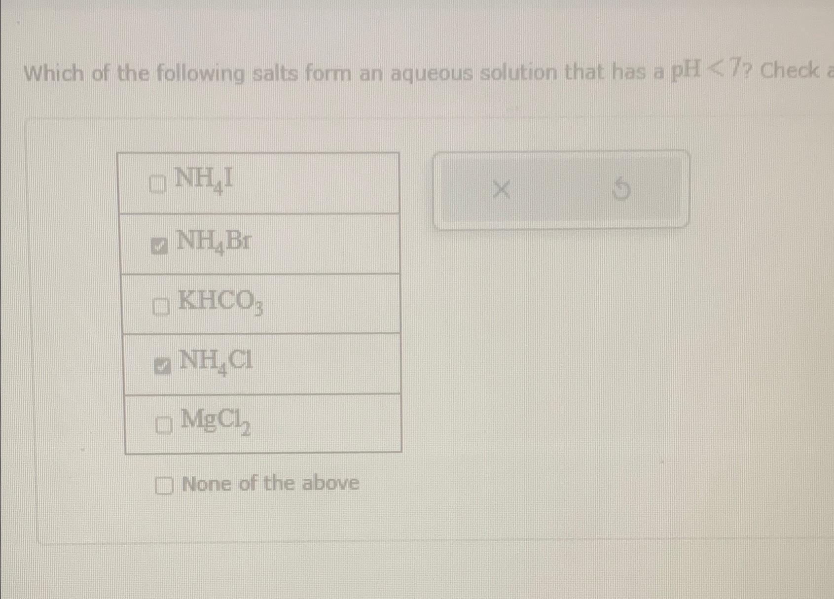 Solved Which Of The Following Salts Form An Aqueous Solution Chegg