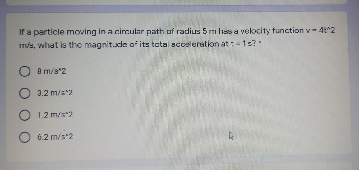 Solved If A Particle Moving In A Circular Path Of Radius M Chegg