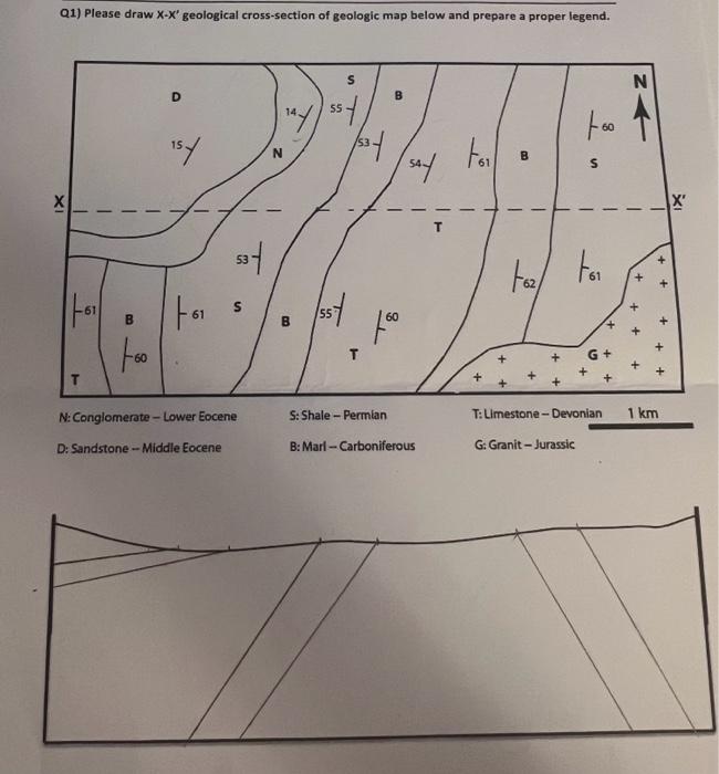 Solved Draw The X X Geological Cross Section Of Geologic Chegg