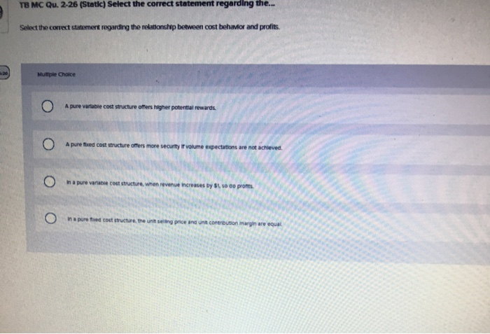 Solved TB MC Qu 2 26 Static Select The Correct Statement Chegg