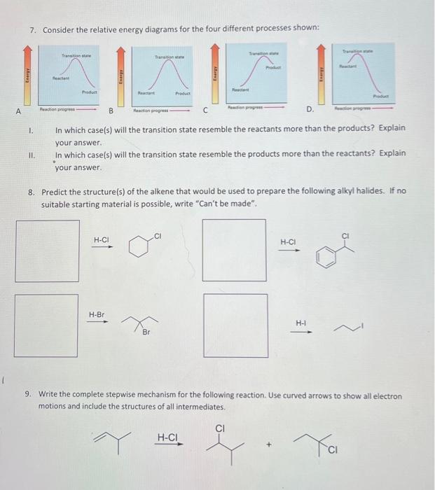 Consider The Relative Energy Diagrams For Four Different Pro