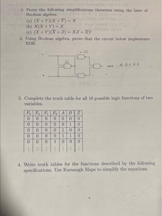 Solved Prove The Following Simplifications Theorems Using Chegg