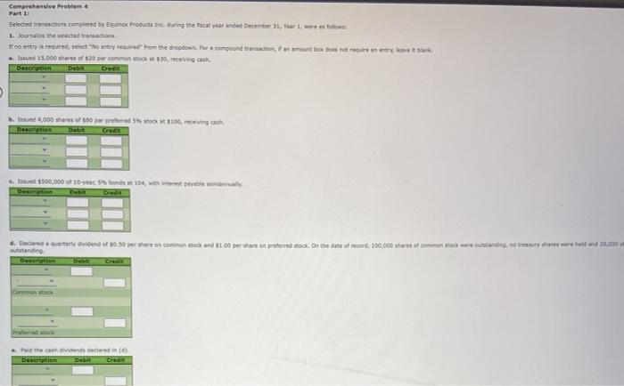 Solved Comprehensive Problem Part Selected Transactions Chegg