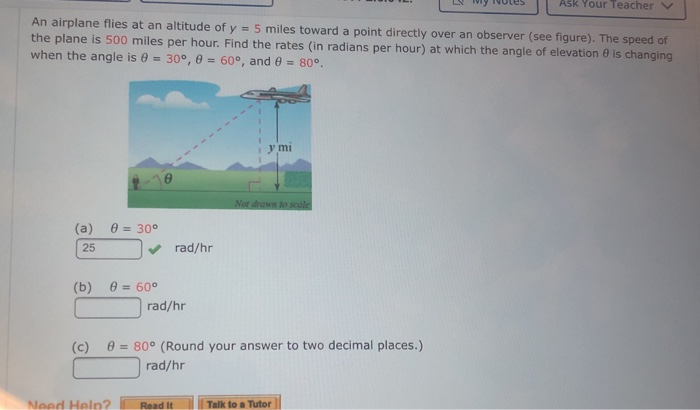 Solved An Airplane Flies At An Altitude Of Y 5 Miles Chegg