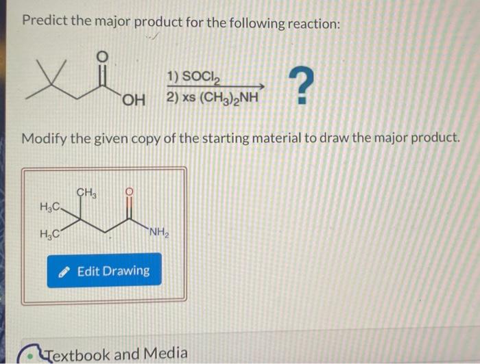 Solved Predict The Major Product For The Following Reaction Chegg