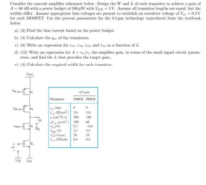 Solved Consider The Cascode Amplifier Schematic Below Chegg