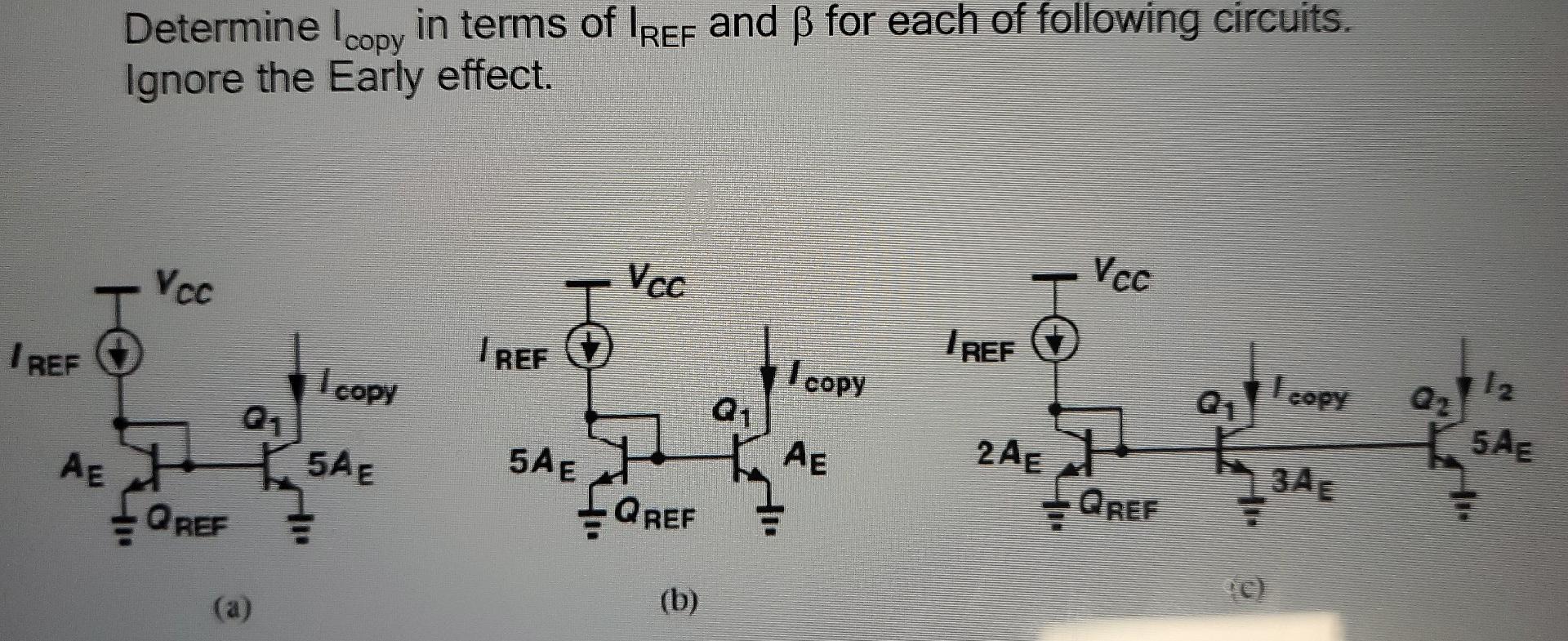 Solved Determine Icopy in terms of IREF and β for each of Chegg