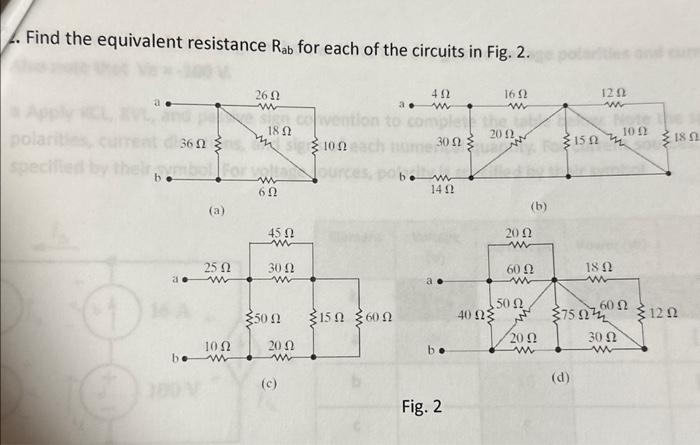 Solved Find The Equivalent Resistance Rab For Each Of The Chegg