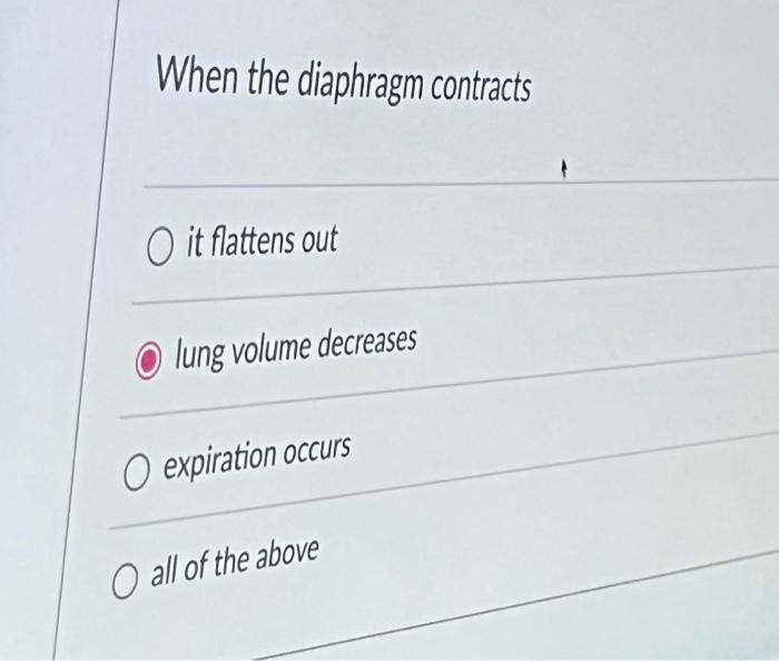 Solved When The Diaphragm Contracts It Flattens Out Lung Chegg