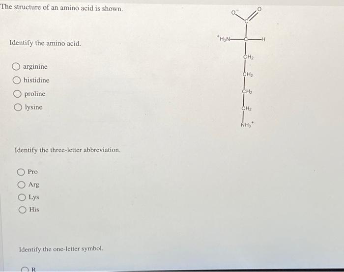 Solved The Structure Of An Amino Acid Is Shown Identify The Chegg