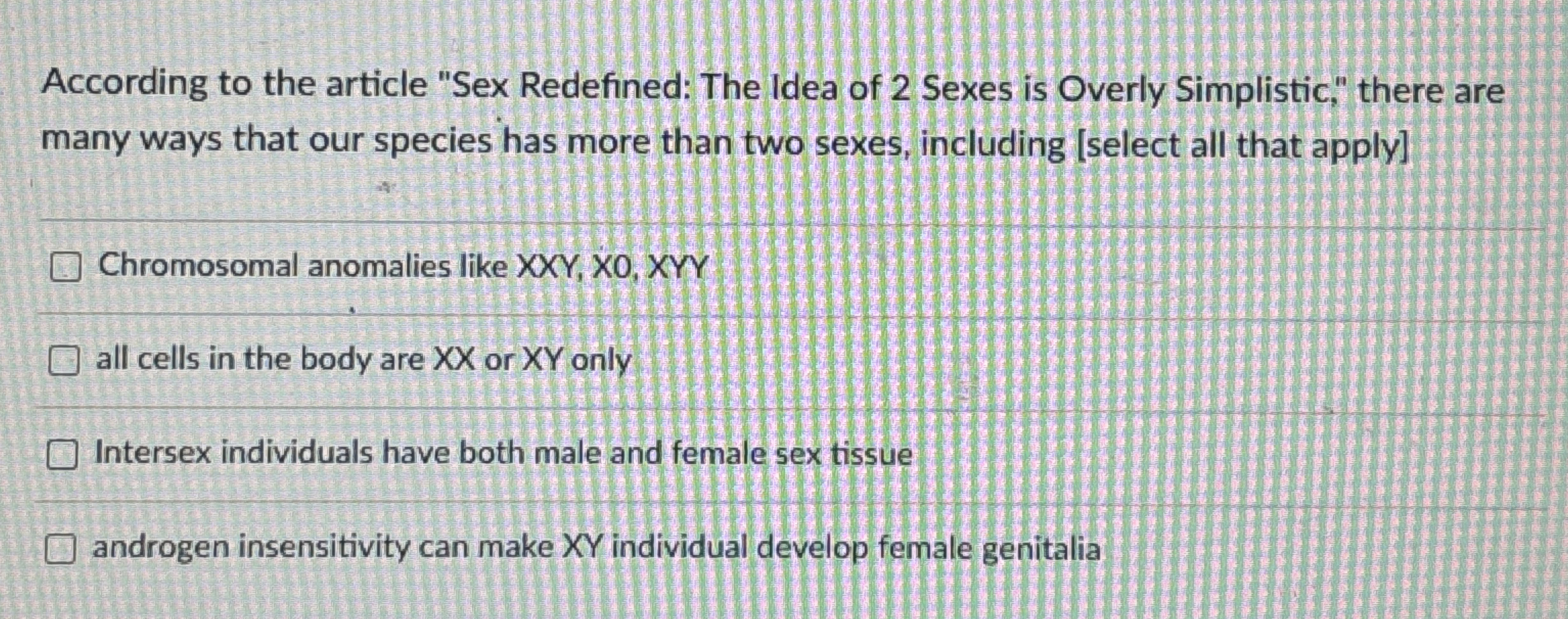 Solved According To The Article Sex Redefined The Idea Of Chegg
