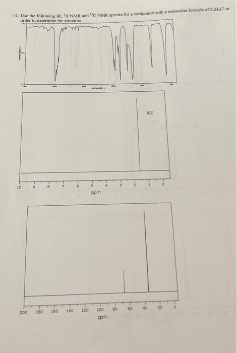 Solved 14 Use The Following IR H NMR And C NMR Spectra Chegg