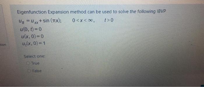 Solved Eigenfunction Expansion Method Can Be Used To Solve Chegg