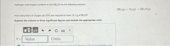 Solved Hydrogen And Oxygen Combine To Form H O Via The Chegg